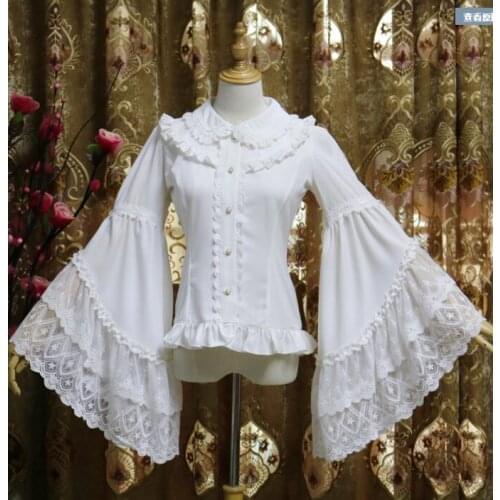 Lolita Blouse Long sleeve Lace shirt Spring Chiffon