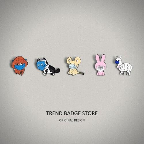 Creative personality cute rabbit mouse dog brooch, badge, label pin
