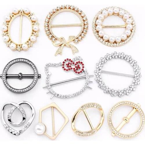 1pcs Fashion Pearl Waist Buckle Metal Corner Knotted Buttons Scarf Shirt T-shirt Hem Knotted Button Clothing Accessories