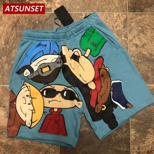 ATSUNSET 2021Mens Summer New Hot Casual Shorts Cartoon Print Solid Cotton Clothing Shorts Hawaii Fashion Bottoms