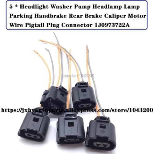 1J0973722A Headlight Washer Pump Headlamp Lamp Parking Handbrake Rear Brake Caliper Motor Wire Pigtail Plug Connector