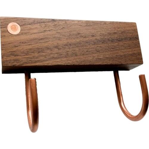Black walnut pure copper coat hook hanger hook clothes hook free punch wall hanging Nordic entrance door bedroom