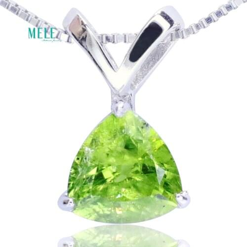Natural green Olivine pendant necklaces pendants pendant drop ornaments Triangle 9mm