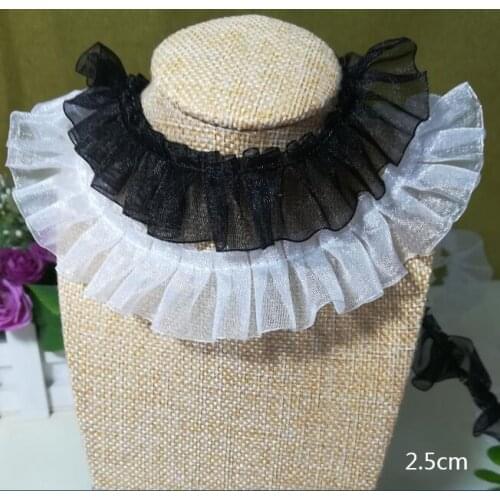 1M New Ribbon Black Lace Fabric White Lace Trim Sewing Wedding Dresses 2.5cm Lace Collar Guipure Crafts ruban dentelle noire LP6