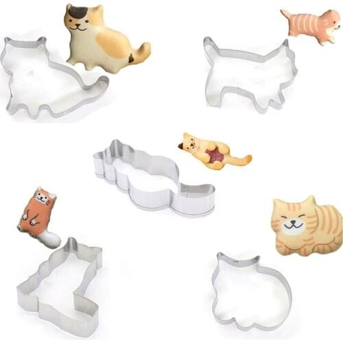 New Cute Kitty Cat Cookie Cutter Slicer DIY Cake Decorating Tools Stainless Steel Fondant Biscuit Mould Kitchen Bakeware MX51