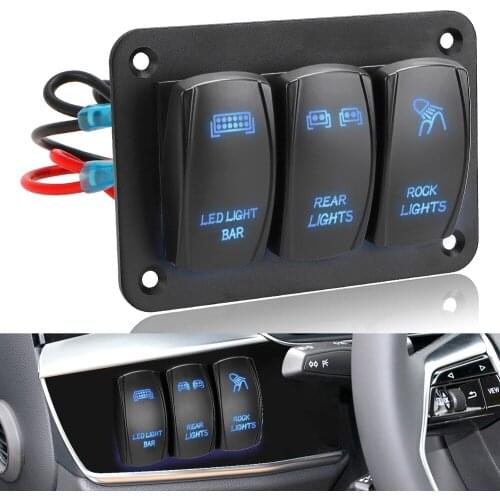 12V 24V 3 Gang Rocker Switch Panel Control Panel ON/Off Toggle Switch For Auto Car Marine ATV UTV LED Light
