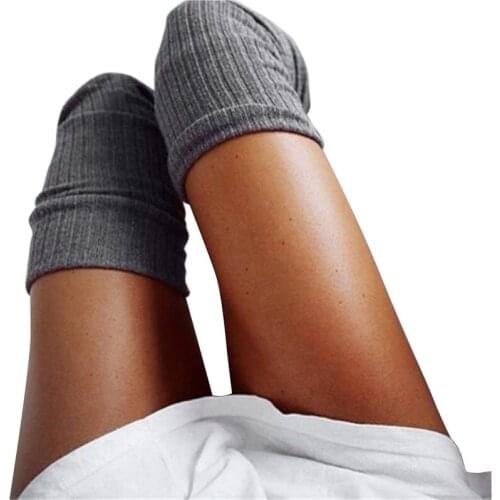 Sexy Warm Long Cotton Stocking Over Knee Stocking Women Winter Knee High Thigh Knitted Stockings for Ladies Over The Knee Socks