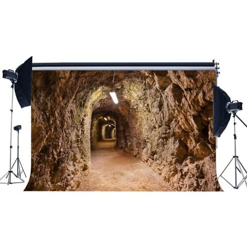 Underground Passage Backdrop West Cowboy Backdrops Weathered Old Rock Stones Lamp Grunge Photography Background Holiday Journey