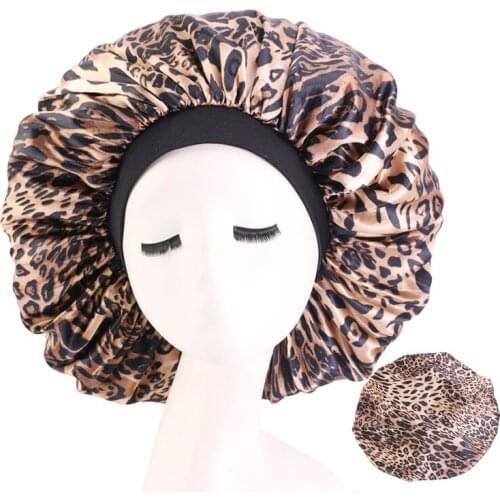 Extra Big Size Salon Hair Cap Satin Bannet Cap Sleep Night Cap Head Cover Bonnet Hat for For Curly Springy Beauty Hair Care Cap