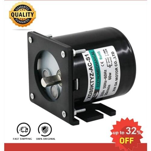 Motor+Bracket 80KTYZ AC motor 220V 5rpm -110rpm motor micro slow speed machine 60W permanent magnet synchronous motor