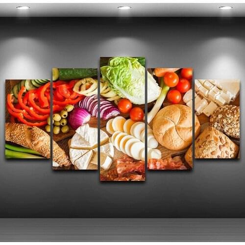 Modern Vegetable Tomato Cheese Painting Decorative Wall Art Printing Canvas Painting Picture Home Decoration Food Wall Sticker