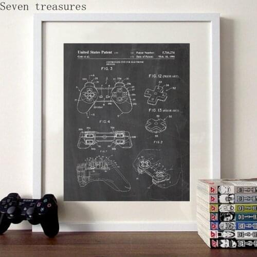 Video Game Patent Canvas Print Playstation Vintage Poster Boys Gifts Wall Decor Gaming Wall Art Pictures Painting Gamer Room