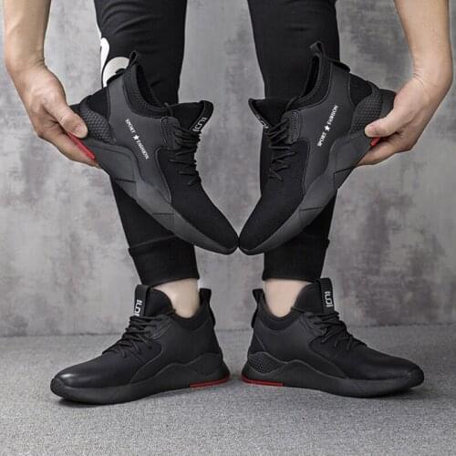 Weweya Trend Black Walking Outdoor Shoes Lace Up Male Sneakers Breathable Loafers Casual Shoes Men New Fashion Low Top Krasovki