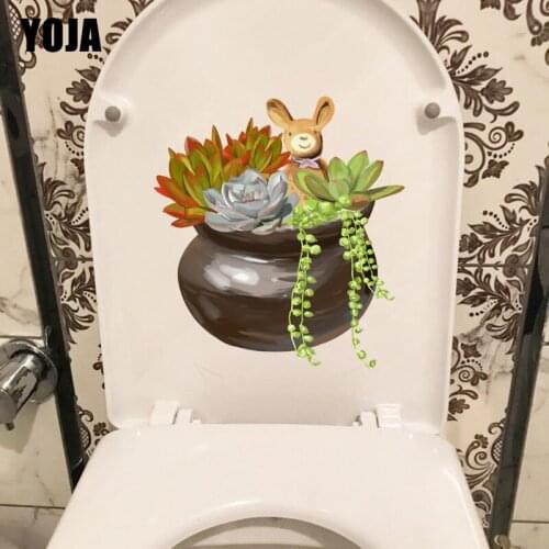 YOJA 20.7*22.6CM Fresh Cartoon Hand Drawn Succulents Toilet WC Decor Home Kids Room Wall Sticker T1-0911