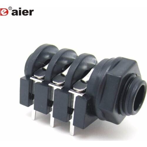 10PCS PCB Panel Mount 6 Pin 1/4" 6.35mm Female Stereo Headphone Jacks Socket Phone Jack Stereo Type Audio Jack