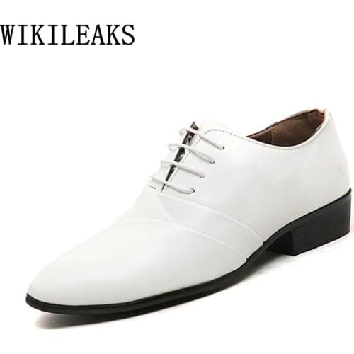 2020 Designer Wedding Shoes Man Leather White Oxford Shoes For Men Formal Mariage Mens Pointed Toe Dress Shoes Sapatos Masculino
