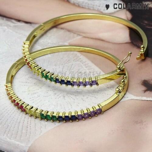 4 PIECES Rainbow zircon Cuff bangle for women fashion jewelry zircon accessories bracelets 51138