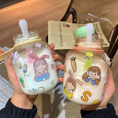 480ml Cute Girls Water Bottles For Girls Kids PP Plastic Travel Drinking Bottle School Durable BPA Free Tea Mug Outdoor Camping