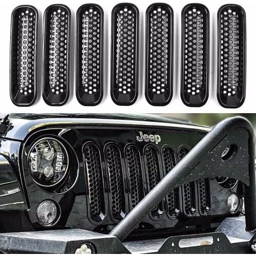 7PCS Front Mesh Grill Guard Grille Insert Kit for Jeep Wrangler JK JKU Sports Sahara Freedom Rubicon X & Unlimited X 2/4 door