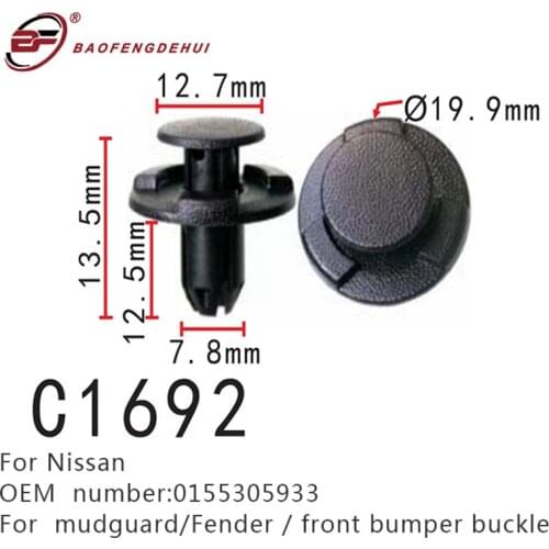 Auto Interior Mudguard Clips For Nissan Altima Pulsar Qashqai Juke Pathfinder 0155305933 Front Bumper Fender Buckle Car Buckles