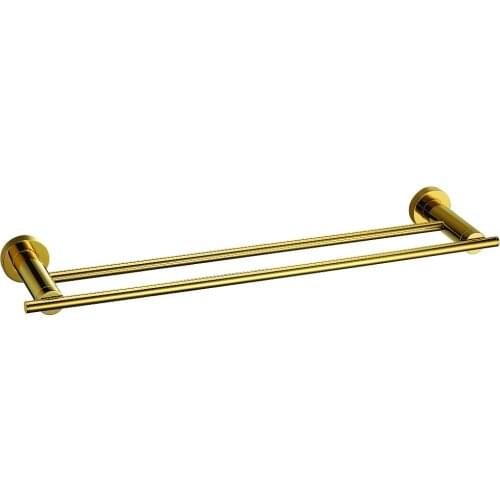 FREE SHIPPING GOLD Clour Round base DOUBLE towel bar