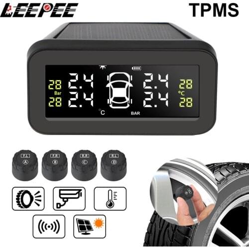 Wireless Solar Car TPMS Tire Pressure Sensors Monitoring System Diagnostic Kit On-board Electronic Big Screen Auto Accessories