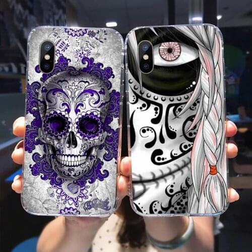 Mexican Skull Girl Tattooed Art Phone Case Transparent for iPhone 11 12 mini pro XS MAX 8 7 6 6S Plus X 5S SE 2020 XR