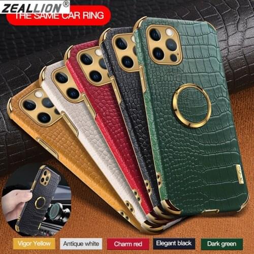 Zeallion Crocodile Pattern Leather Case For iPhone 12 Pro Max X XR XS 11 Pro 6 6S SE 7 8 Plus Stand Holder Phone Cover