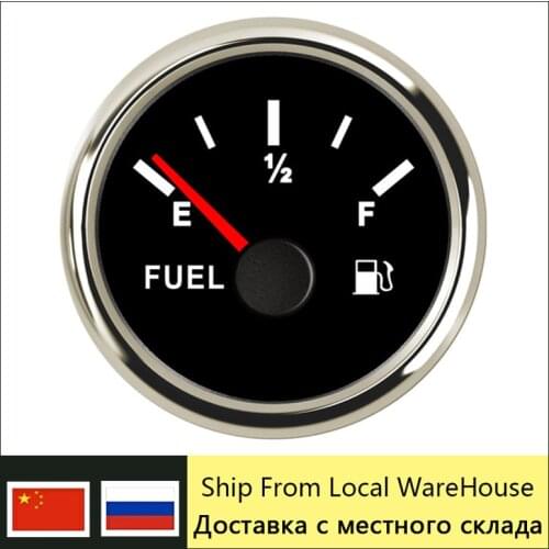Waterproof 52mm Fuel Level Gauge 0~190 ohm With Red Backlight Fit For Boat Car Marine Yacht E-1/2-F Fuel Level Indicator