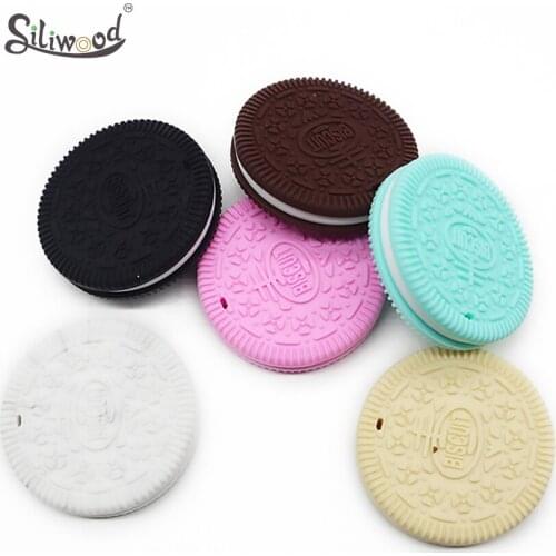 Baby Teether Silicone Toys Teething Gift DIY Pacifier Pendants Clips Making Nipple Attachment Biscuit BPA Free Safe Kids Toy
