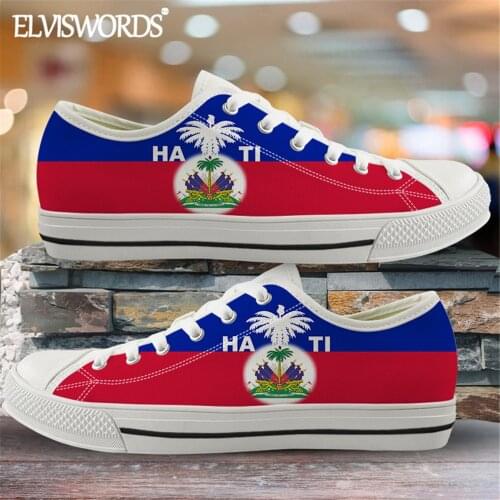 2020 New Fashion Haiti Flags Canvas Shoes for Women Casual Outdoor Comfortable Vulcanized Shoes Cool Male Female Sport Sneaker