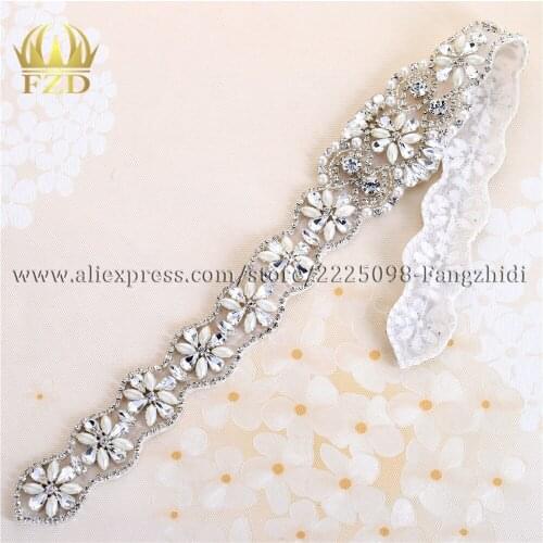 FANGZHIDI 1 Piece Crystal Bridal Applique With Rhinestones Sewing On Clear Rhinestone Wedding Accessories For Bridal Garment