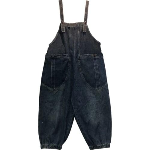 Baggy Jean Low Crotch Overalls Women Solid Colors Suspenders Denim Bloomers Joggers Casual Loose cowboy Wide Leg Harem Rompers