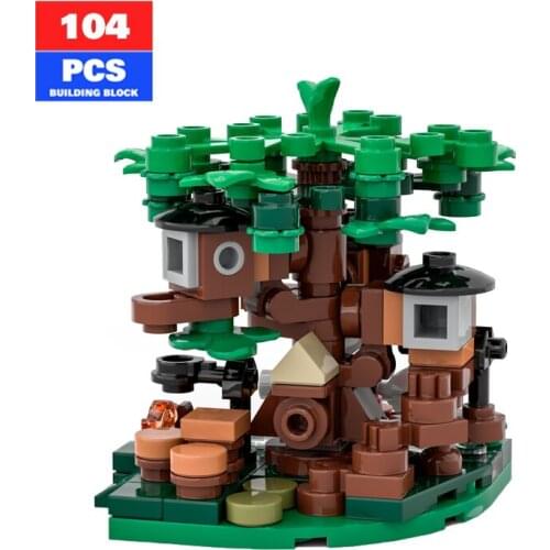 MOC Idea Mini Tree House DIY Forest Tree House Architecture Building Blocks Assembling Toys Childrens Toys Holiday Gifts