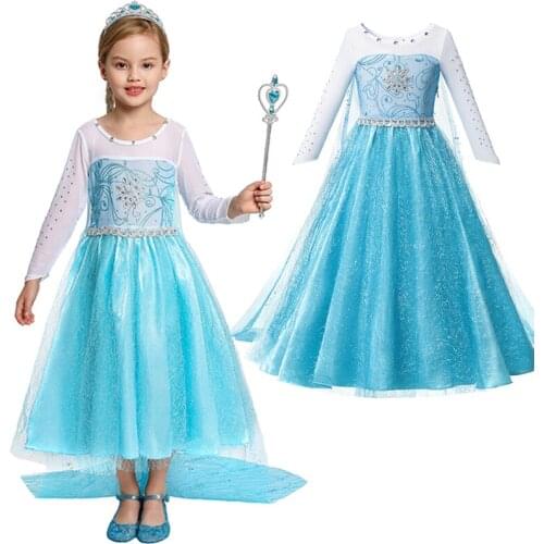 Cosplay Elza Princess Dresses Costumes Princess Girls Party Dress Up Fantasy Costume Carnival Birthday Clothing Fashion Set