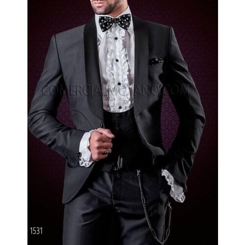 Handsome Groomsmen Wool blend Groom Tuxedos Mens Wedding Dress Man Jacket Blazer Prom Dinner (Jacket+Pants+Tie+Vest) A113