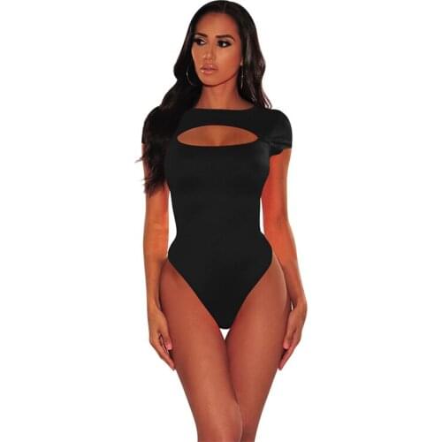 Summer New Sexy Fashion Casual Womens Wear Black Colored Red Blue Collar T-Shirt Jumpsuit Bodycon Shorts