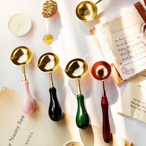 DIY Vintage Wax Paint Wooden Handle Sealing Wax Spoon Envelope Stamp Dedicated Spoon Wax Seal Accessories