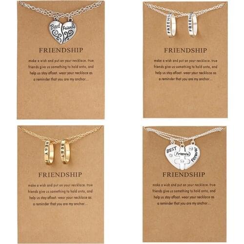 Best Friend Broken Heart Pendant Women Neckaces Circles Splice Gold Color Chain 2021 Couple Valentines Day Jewelry Friendship