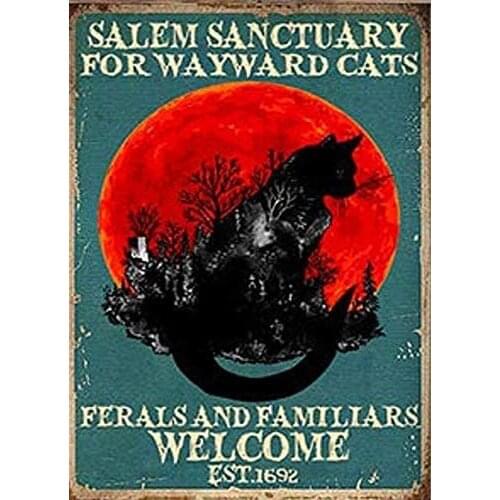 Metal Sign Salem Sanctuary for Wayward Cats Poster Cat Poster Cat Cute Logo Coffee Shop Kitchen Toilet for Friends Family