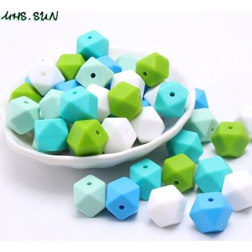 MHS.SUN Hexagon Silicone Beads for Teething Necklace Silicone Teething Beads For Baby Teether BPA Free Safe DIY Jewelry