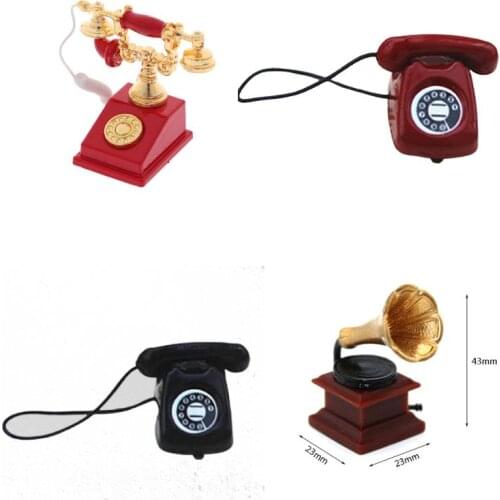 1/12 Dollhouse Miniature Accessories Mini Retro Phonograph Simulation Furniture Model Toys for Doll House Decoration