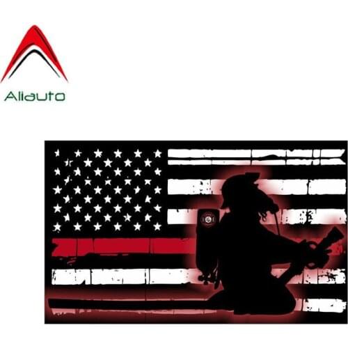 Aliauto Fashion Car Sticker American Flag Firefighter Decor Cover Scratch PVC Decal for Toyota Hilux Bmw E46 Chevrolet,15cm*9cm