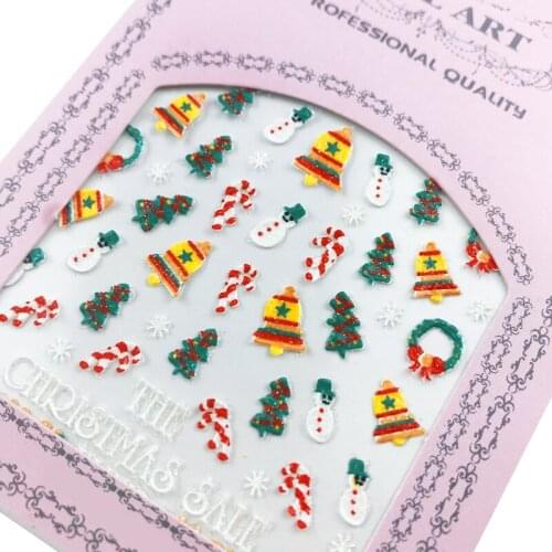 1 Sheet Christmas Xmas Nail Art Stickers 3D Design Beauty Snowflake Santa Claus Tips Decal Gift