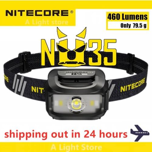 NITECORE NU35 headlamp 460 Lumens Can Use both The Built-in Battery or AAA Battery ,USB-C Direct Charge EDC flashlight