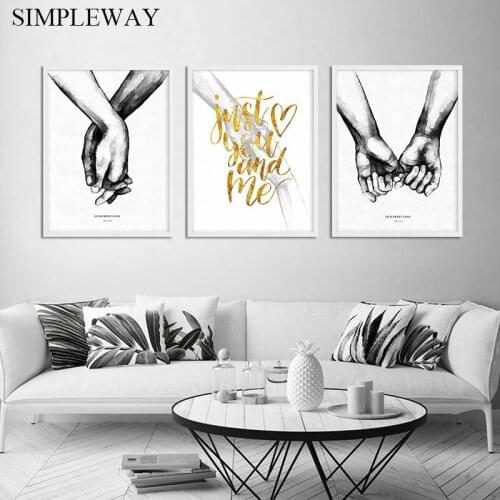 Couple Holding Hand Canvas Nordic Poster Print Romantic Anniversary Gift Wall Art Decorative Picture Painting Living Room Decor