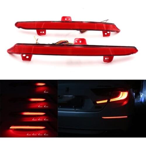 Niscarda Car LED Sequential Flowing Dynamic Turn Signal Rear Bumper Reflector Light Red Brake Lamp For Honda Accord 2018 2019