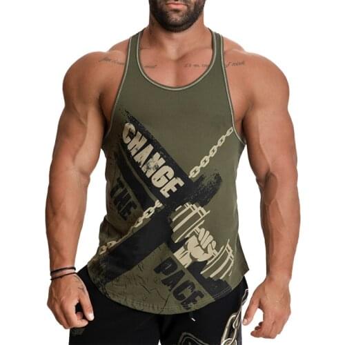 New Mens Brand Clothing Musculacion Tanktop Cotton Sleeveless Shirts Work out Men Gym Vest Bodybuilding Men Print Tank top
