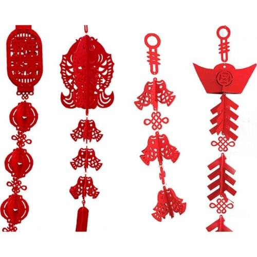 2021 New Style Chinese Red Lantern String Chili Fish Pendant Spring Festival Hanging Wedding Party Home Decor New Years Product