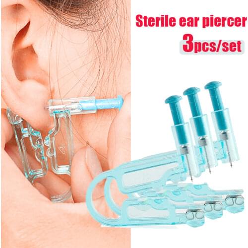 3Pc /set Disposable Painless Ear Piercing Healthy Sterile Puncture Tool Without Inflammation for Earrings Ear Piercing Gun
